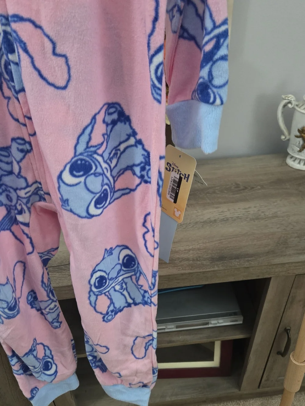 Disney Pink and Light Blue Stitch Hooded Fleece One-Piece